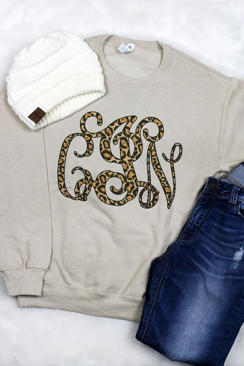Leopard Vine Monogram Unisex NuBlend Crew Sweatshirt