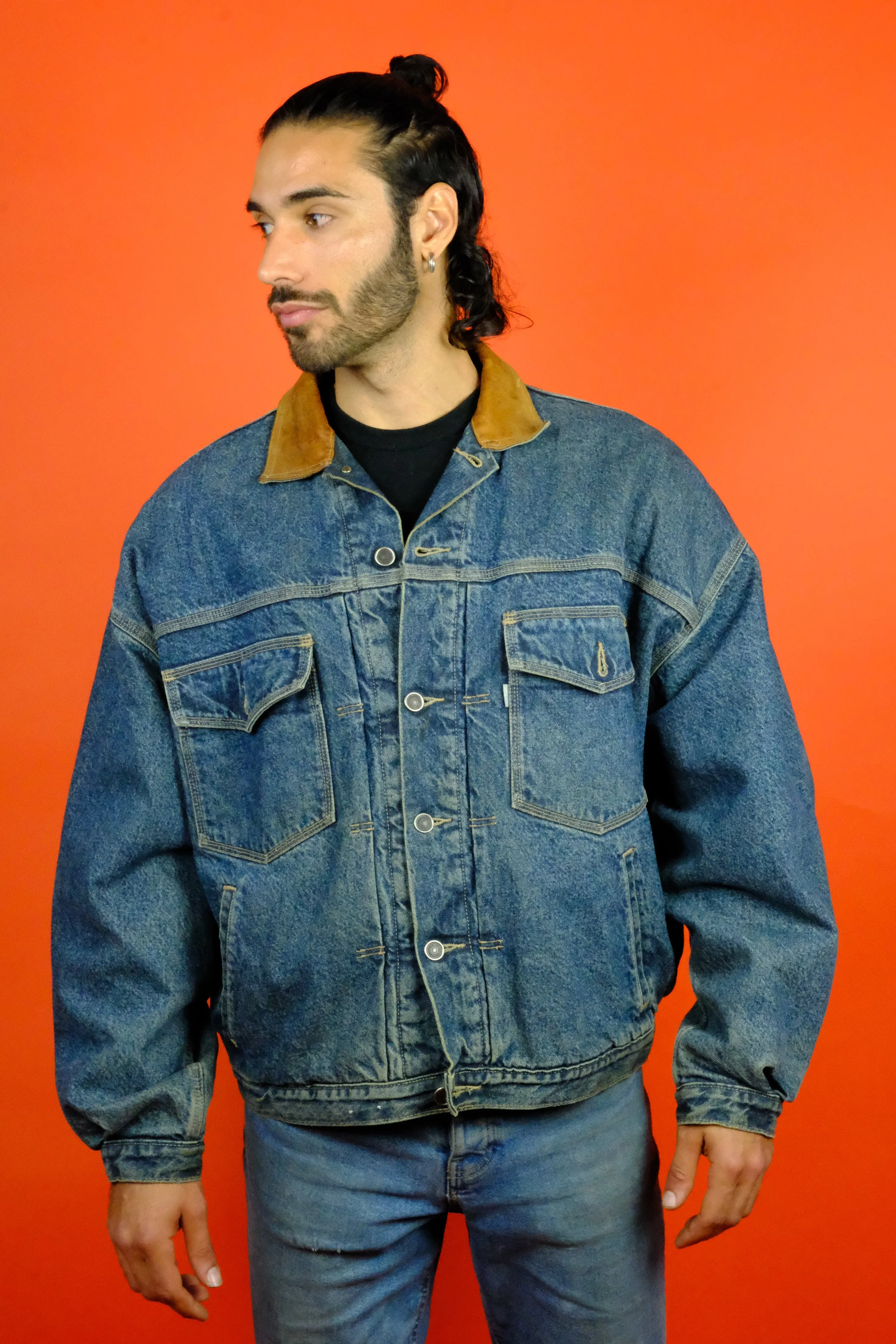 Levi's 'Silver Tab' Denim Trucker Jacket w/ Lining Leather Colar