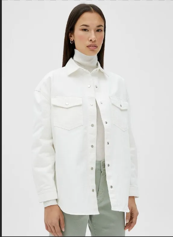 Livia Snap Button White Texture Jacket
