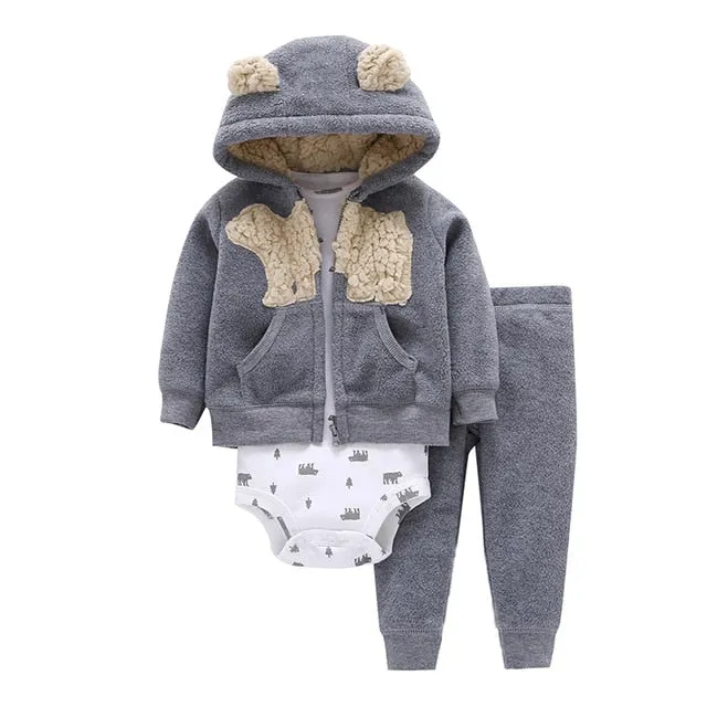 Long Sleeve Hooded Jacket Pant Rompers