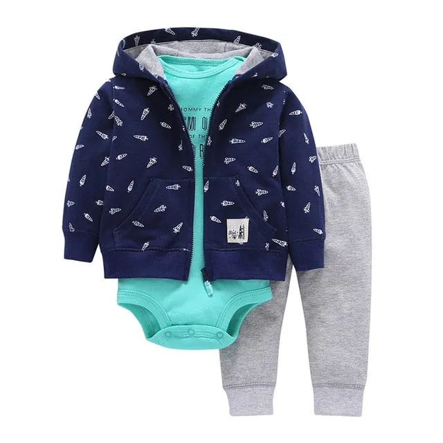 Long Sleeve Hooded Jacket Pant Rompers