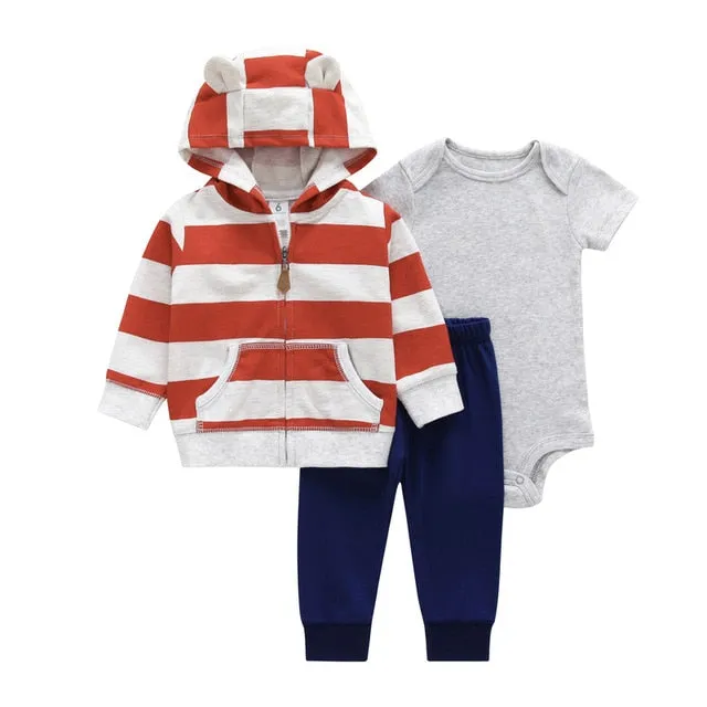 Long Sleeve Hooded Jacket Pant Rompers