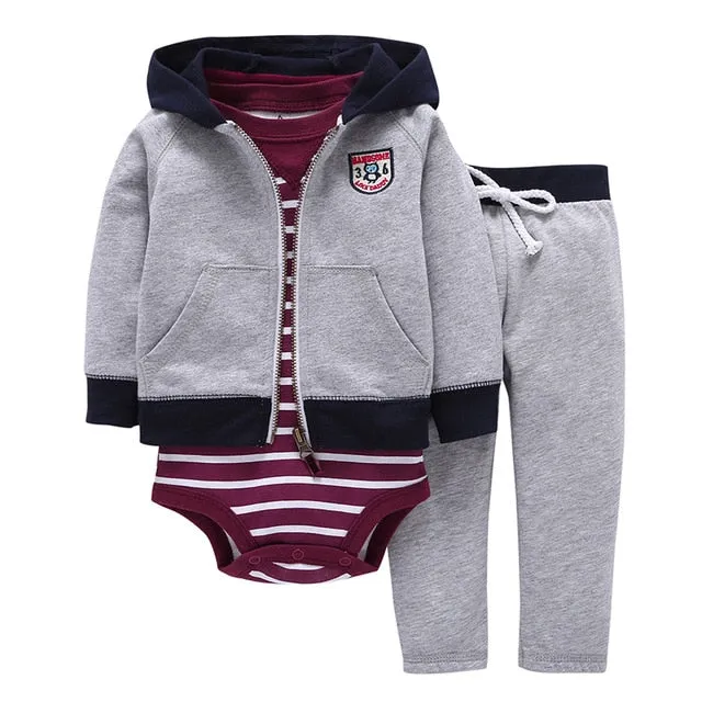 Long Sleeve Hooded Jacket Pant Rompers