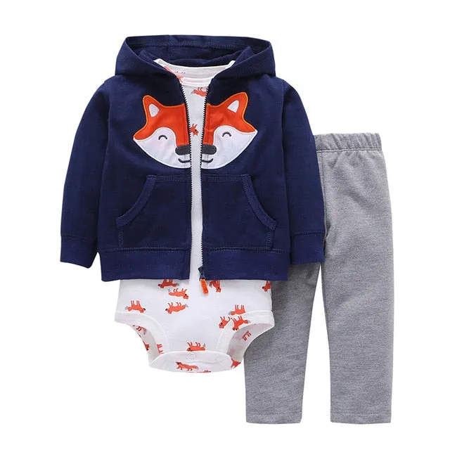 Long Sleeve Hooded Jacket Pant Rompers