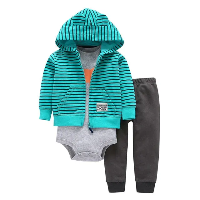 Long Sleeve Hooded Jacket Pant Rompers