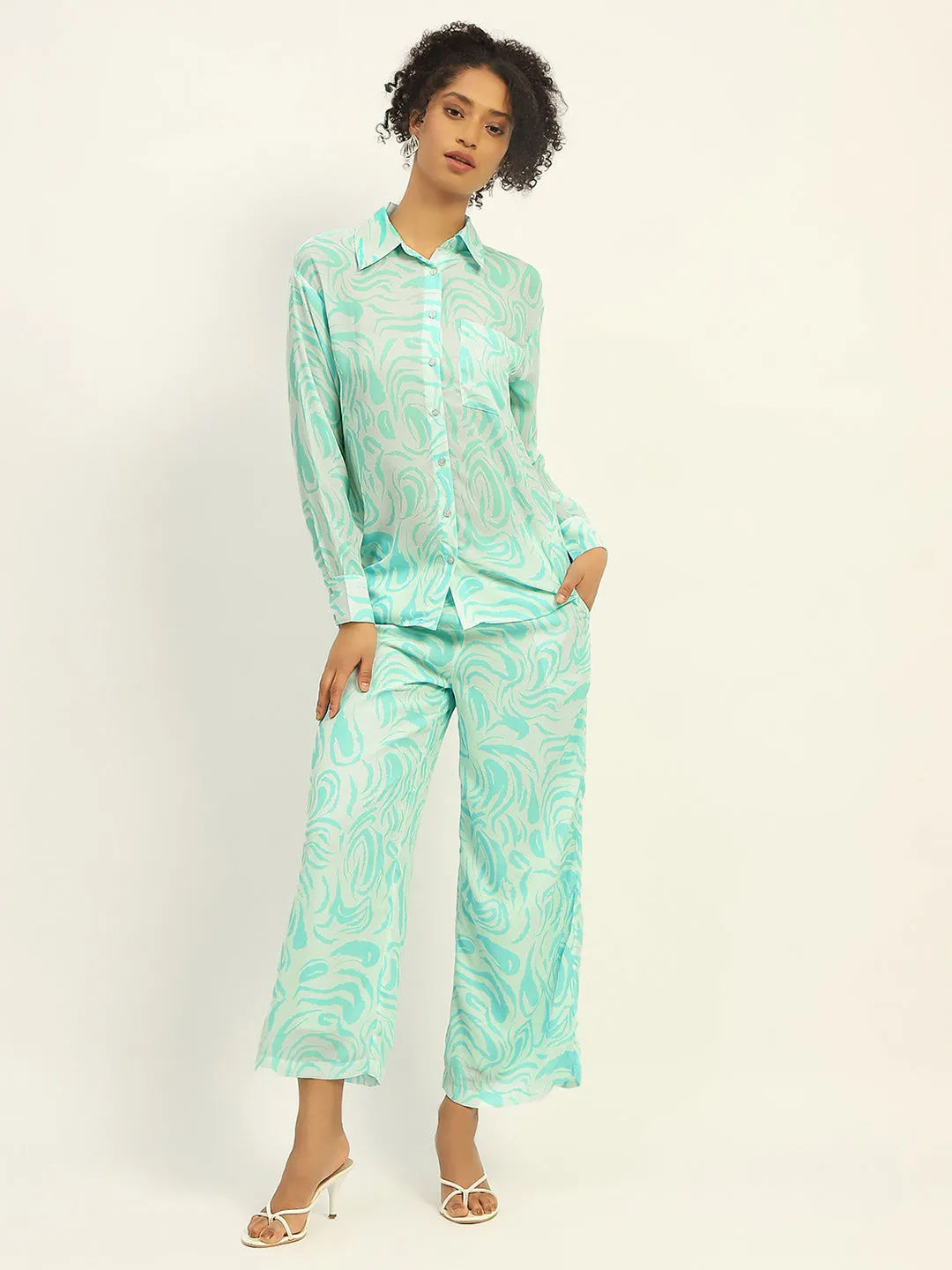 Madame Printed Green Co-Ord Set