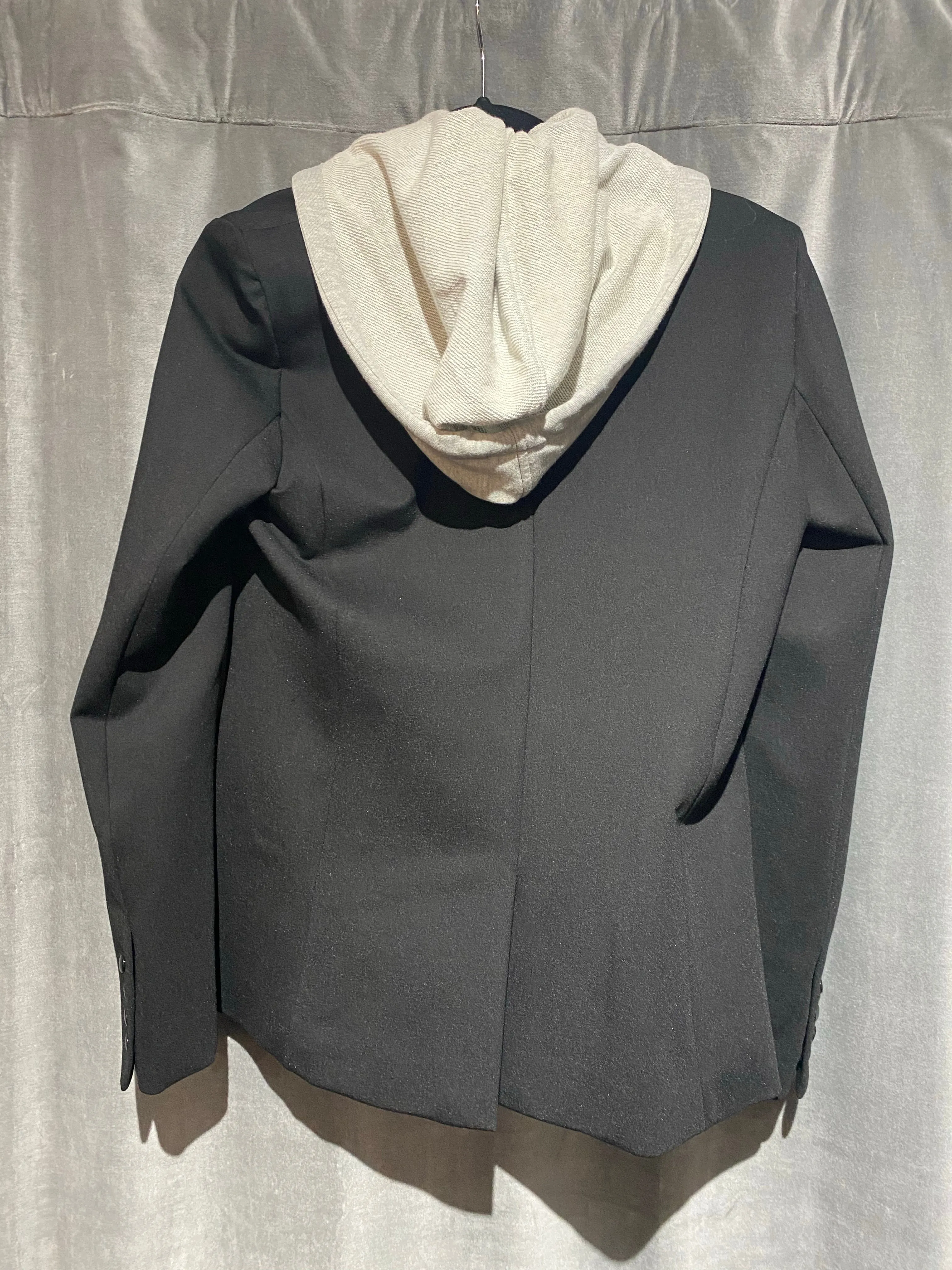 Madison Marcus Black Stretch Blazer with Grey Detachable Hoodie Underneath