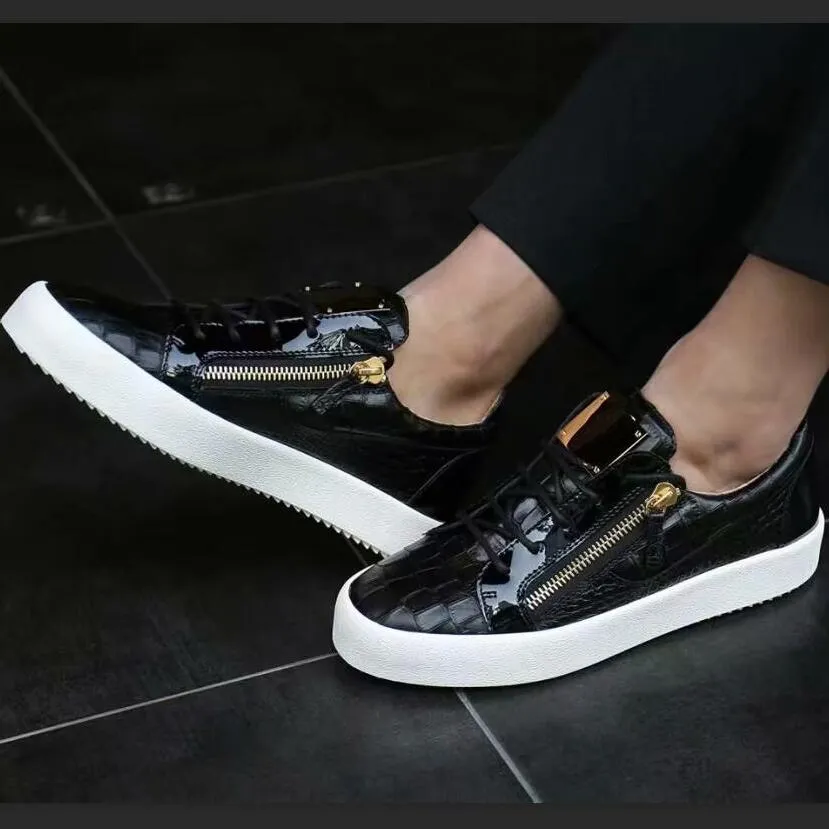 Male Comfortable Metal Loafers Men Casual Shoes Party Dress Shoes Men Flats Lace-Up Sneakers Black Color Big Size 46