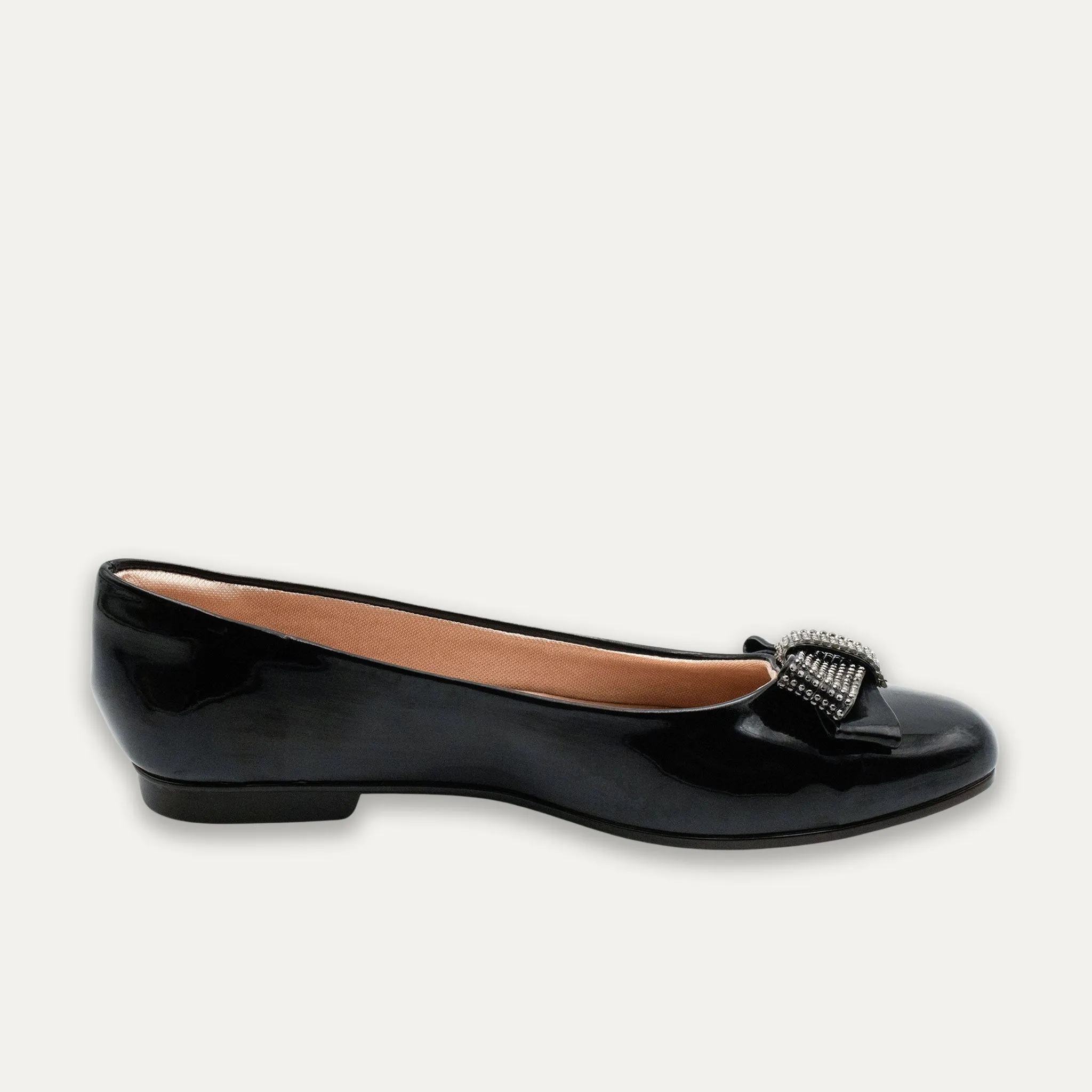 Maria Crystal Ribbon Black Ballet Flats