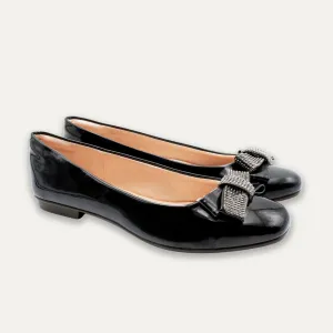 Maria Crystal Ribbon Black Ballet Flats