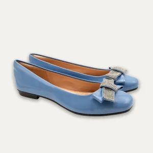 Maria Crystal Ribbon Sky Ballet Flats