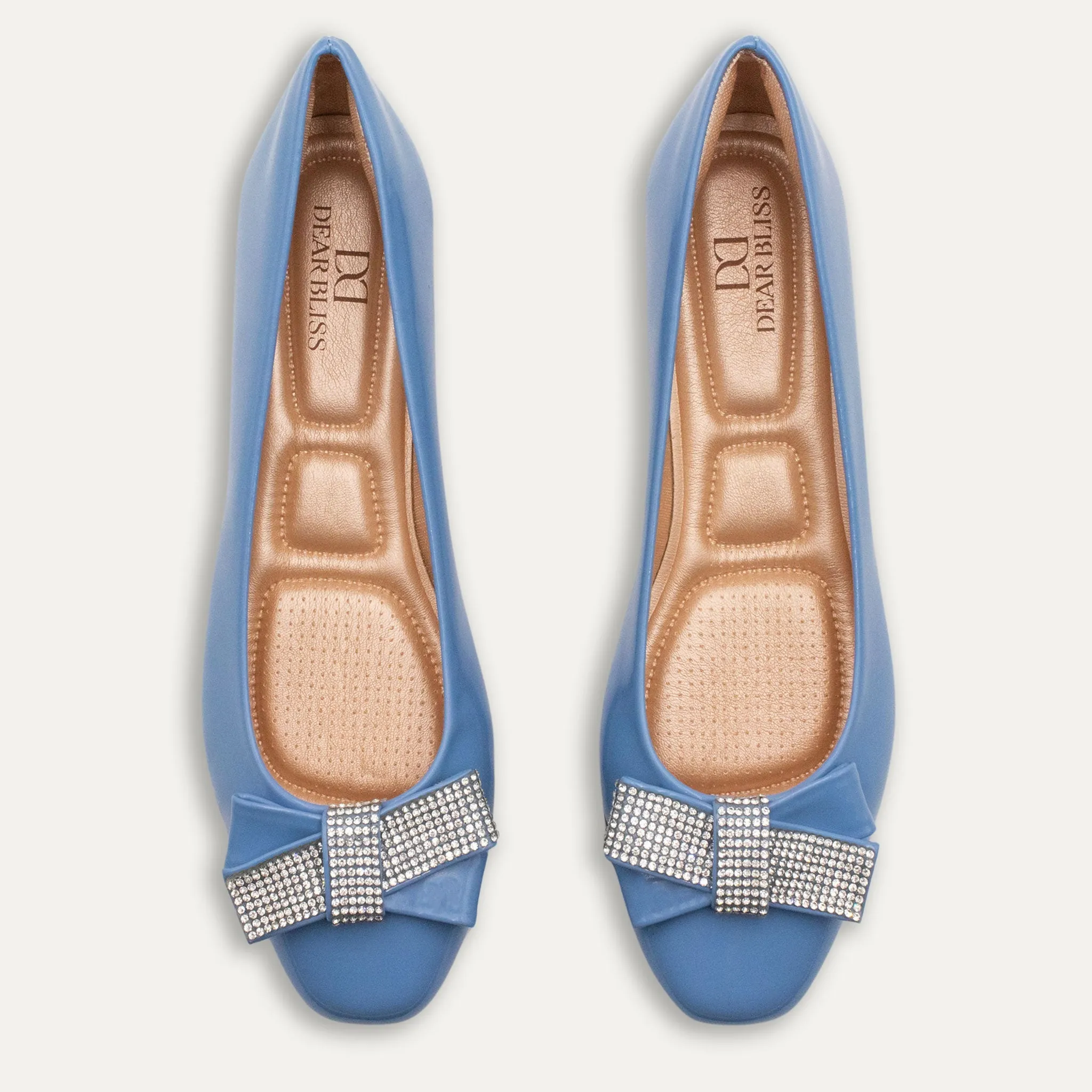 Maria Crystal Ribbon Sky Ballet Flats