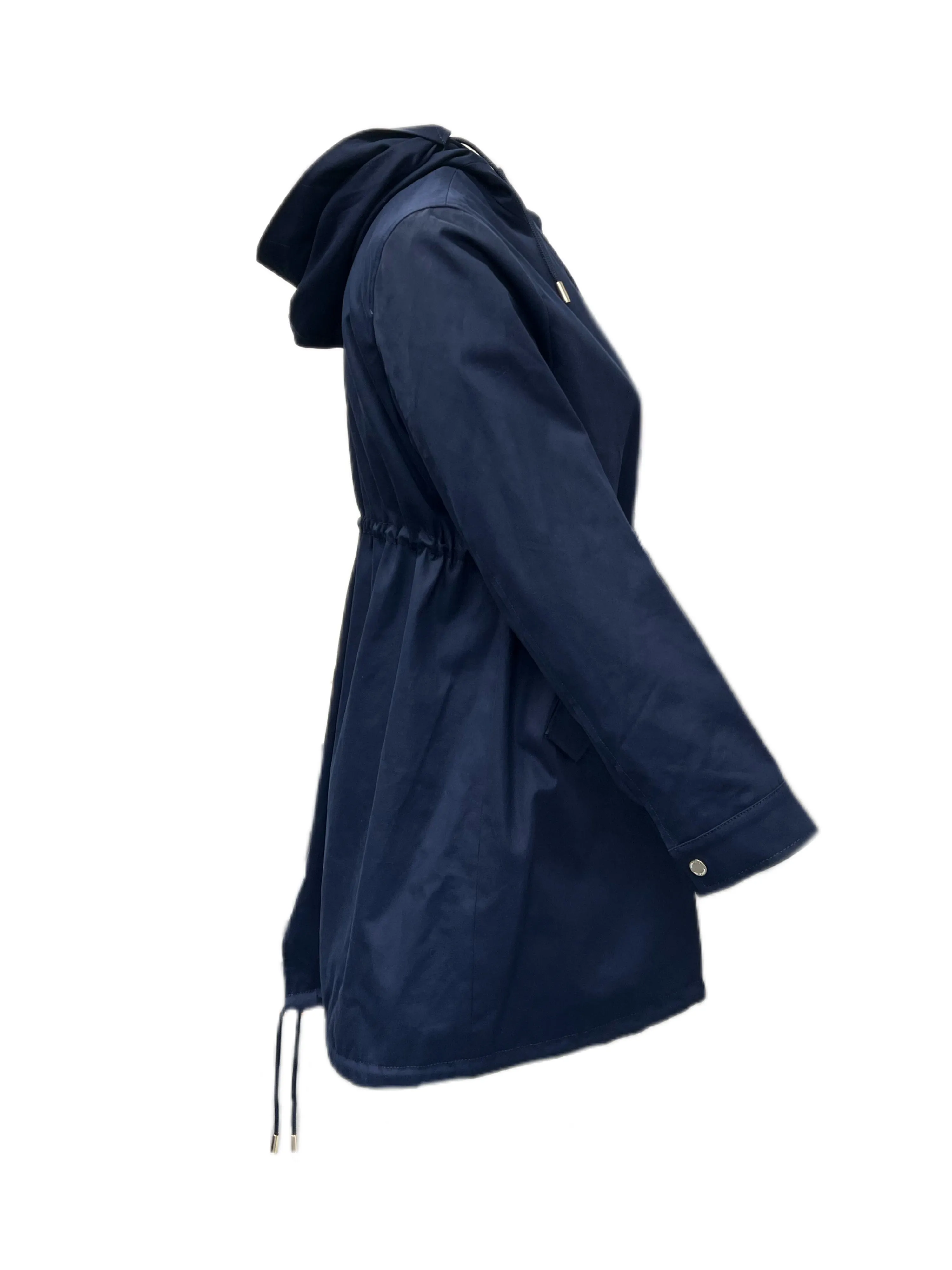 Marina Rinaldi Women's Navy Tamkebis Hooded Rain Jacket Size 14W/23 NWT