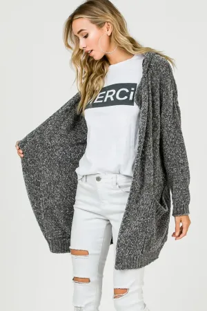 MARISSA HOODED CARDI GREY