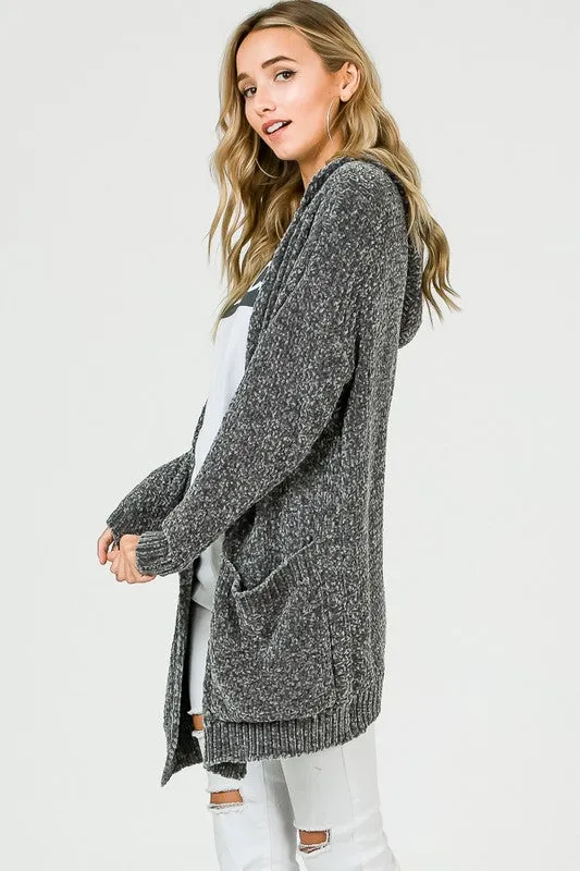 MARISSA HOODED CARDI GREY