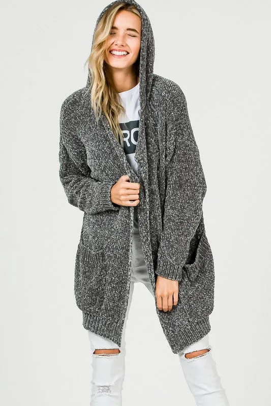 MARISSA HOODED CARDI GREY
