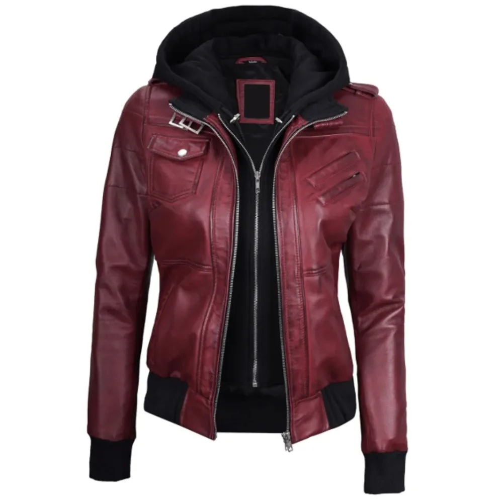 Maroon Solace Biker Hooded Jacket