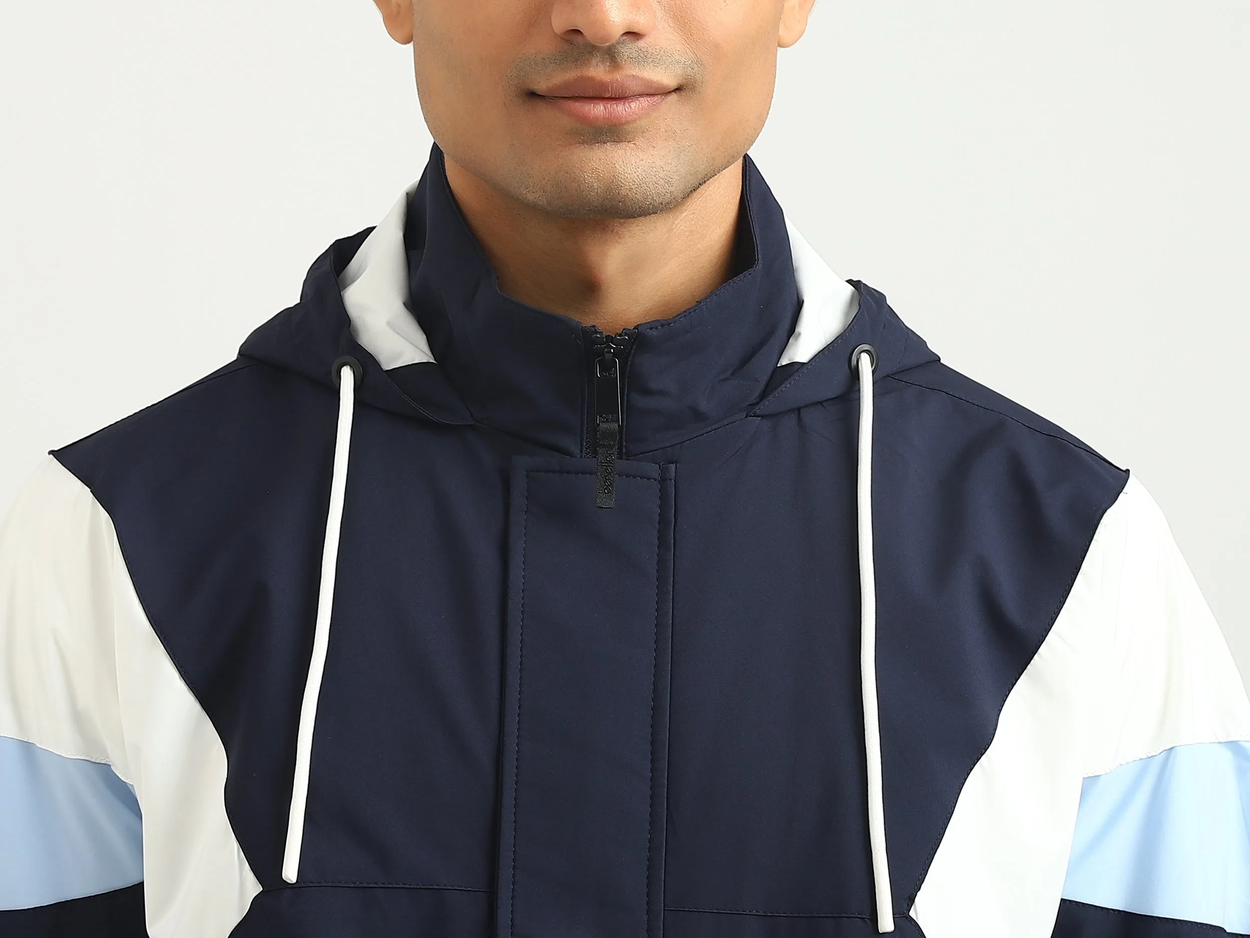 Men Colorblock Hooded Jacket