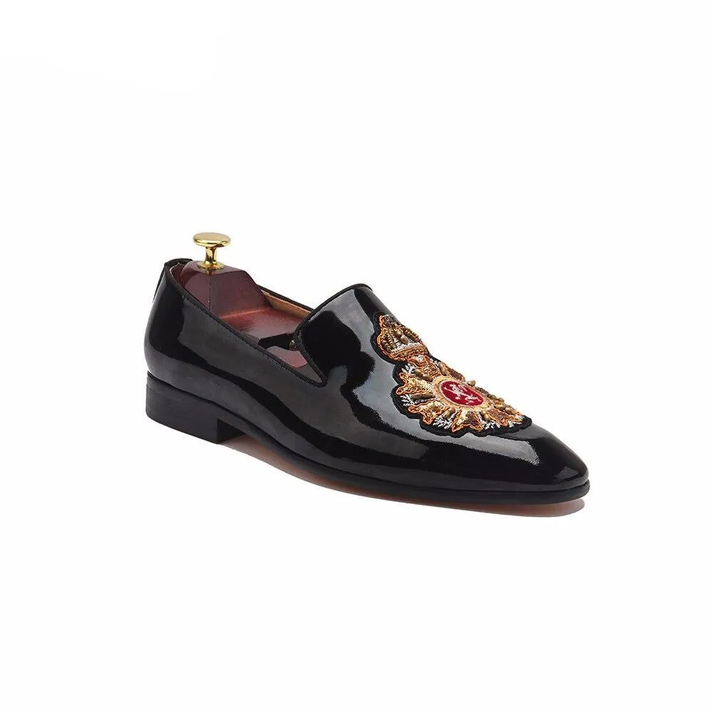 Men Prom slip on Leather Loafer Shoes Designer Black  Formal Dress Wedding Party Fashion Luxury Shoes