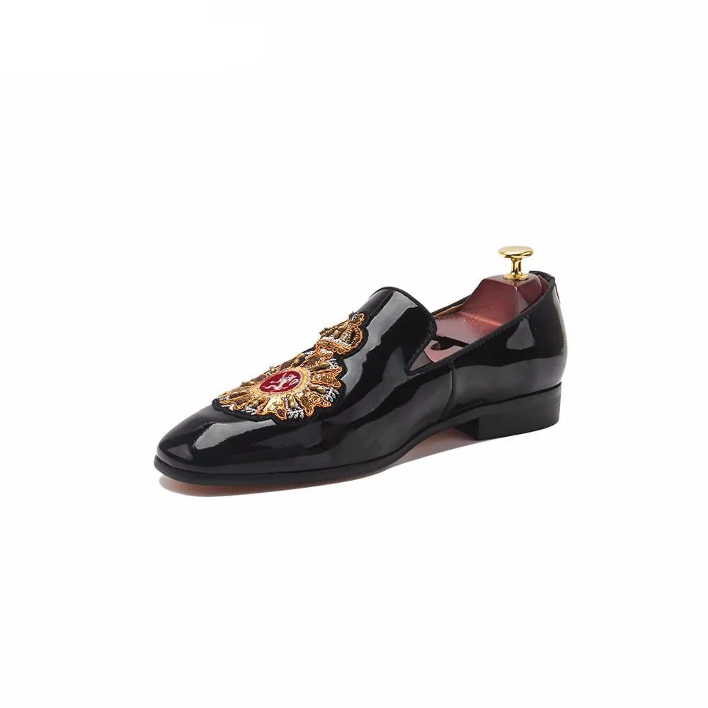 Men Prom slip on Leather Loafer Shoes Designer Black  Formal Dress Wedding Party Fashion Luxury Shoes