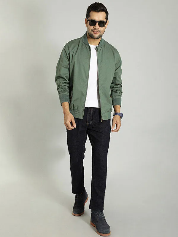 Men Solid Full Sleeve Bomber Jacket