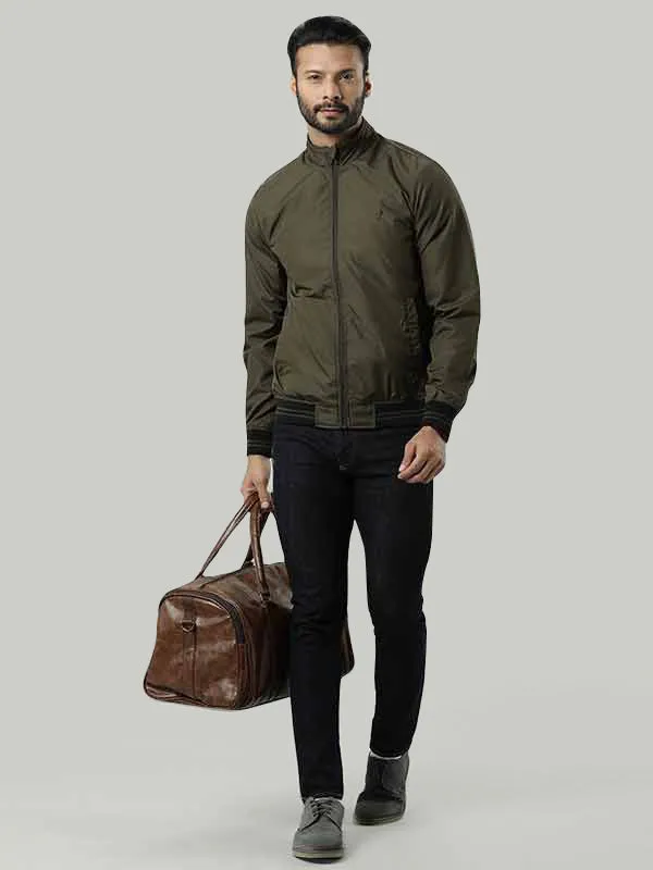 Men Solid Full Sleeve Bomber Jacket