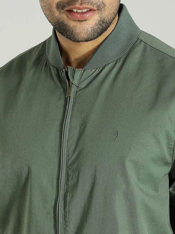 Men Solid Full Sleeve Bomber Jacket