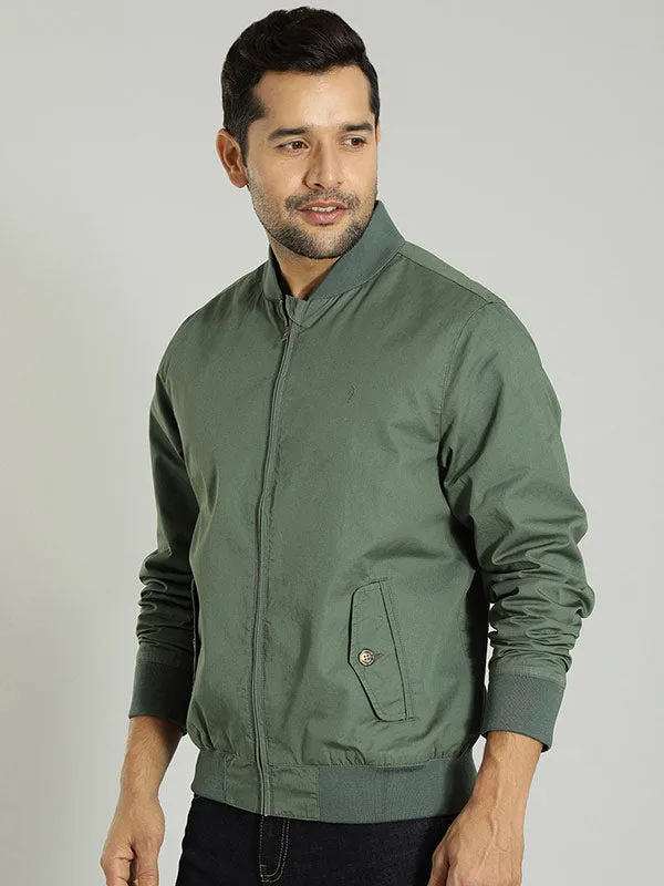 Men Solid Full Sleeve Bomber Jacket
