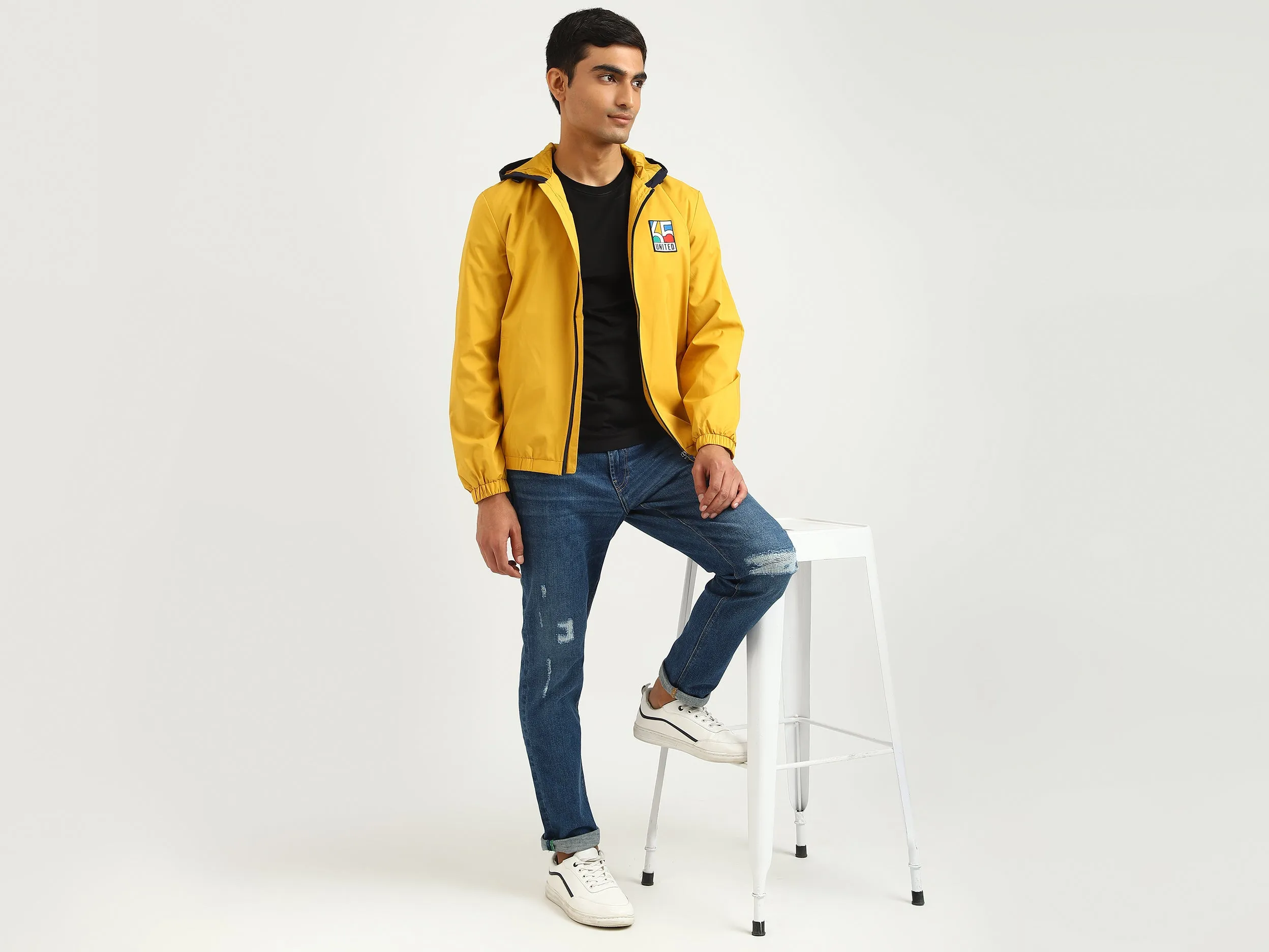 Men Solid Hooded Jacket