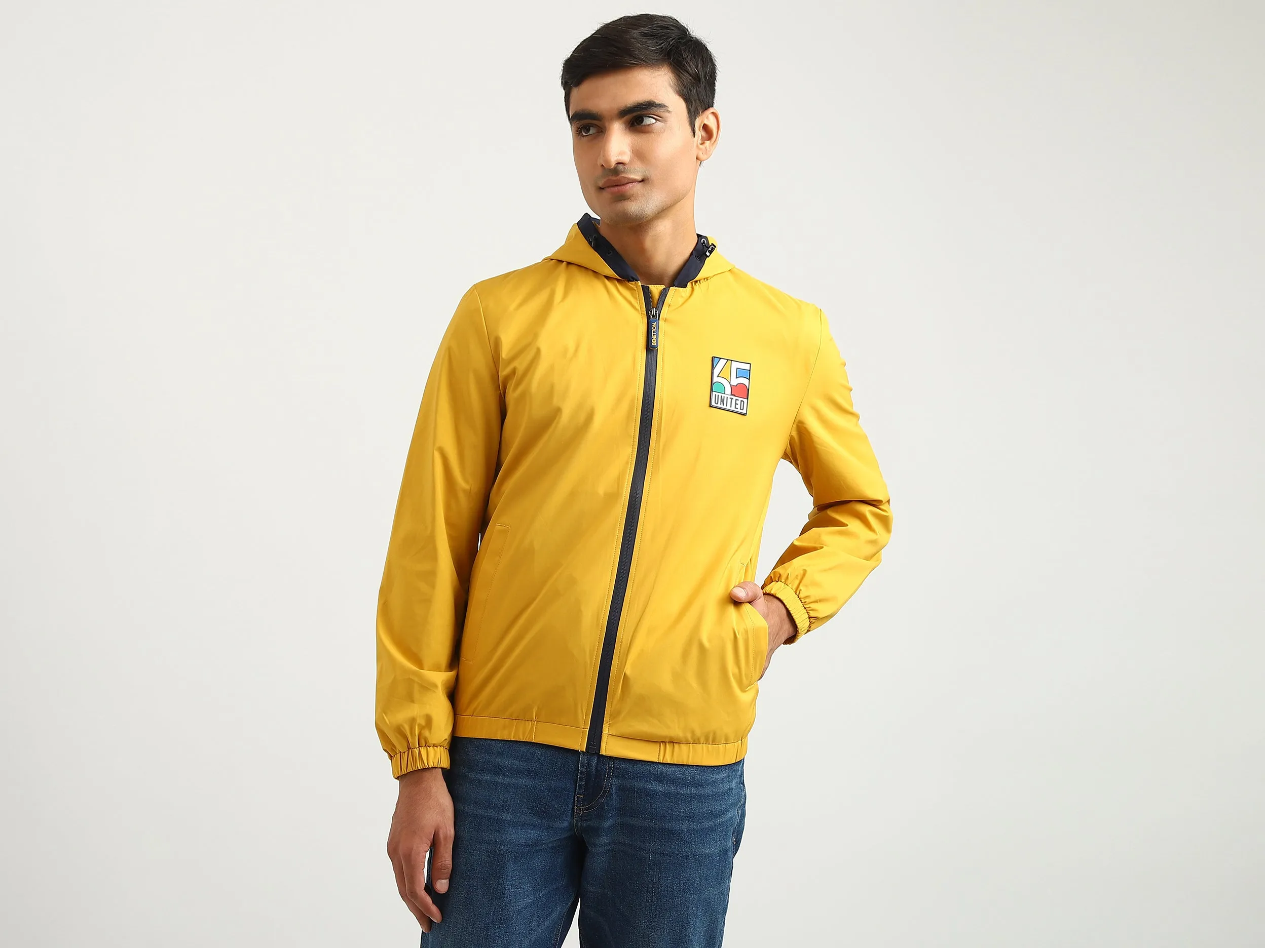 Men Solid Hooded Jacket