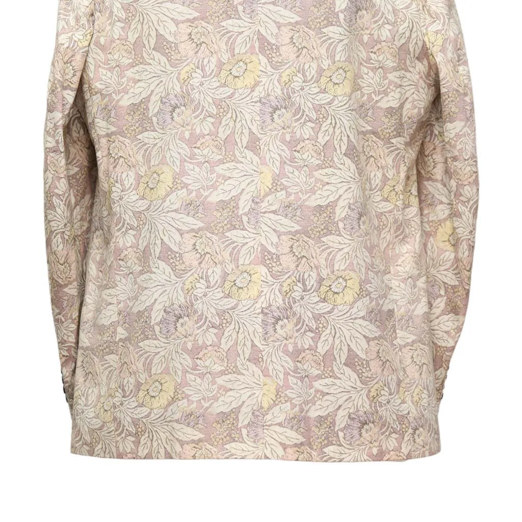 Mens Blazer Beige Pink Yellow Floral Cotton 2 Button Dress Formal Suit Jacket Wedding Sport Coat 46R
