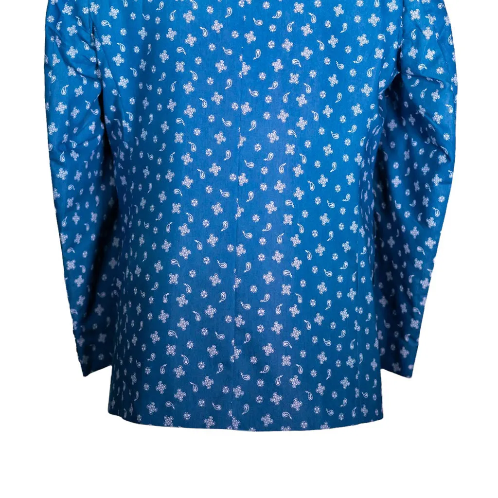 Men's Blazer Blue Paisley Formal Jacket Sport Coat (44R)