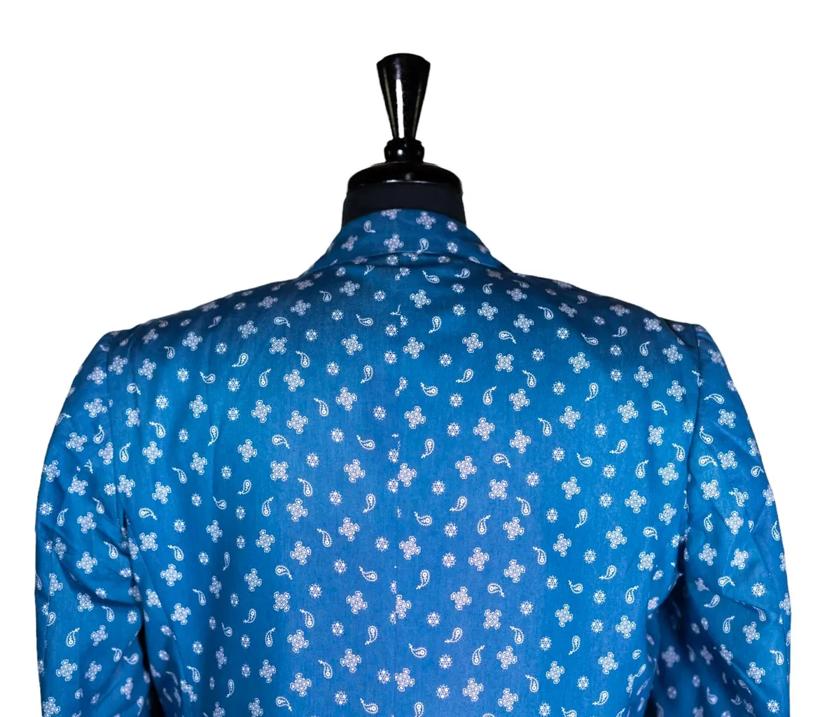 Men's Blazer Blue Paisley Formal Jacket Sport Coat (44R)