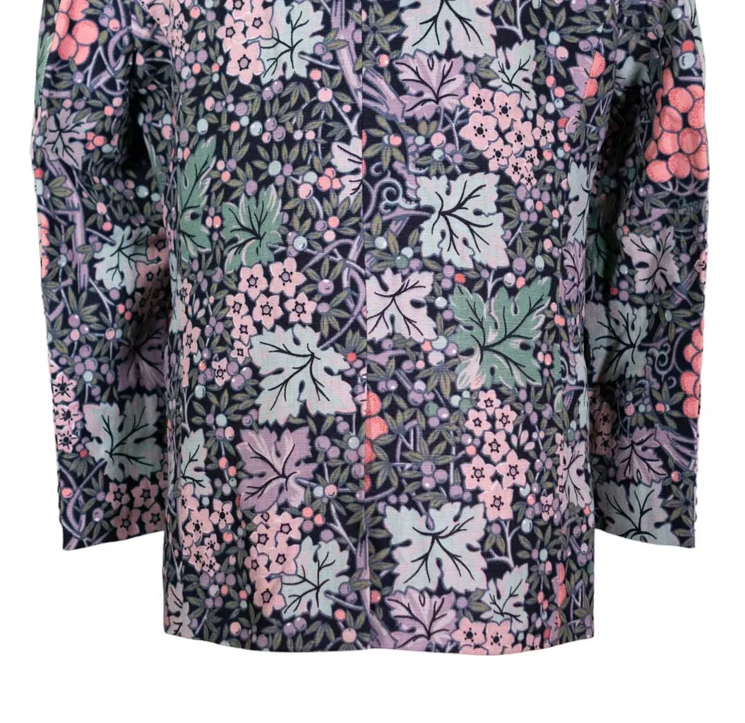 Mens Blazer Blue Pink Green Floral Cotton Summer Dress Formal 2 Button Jacket Wedding Sport Coat 42R
