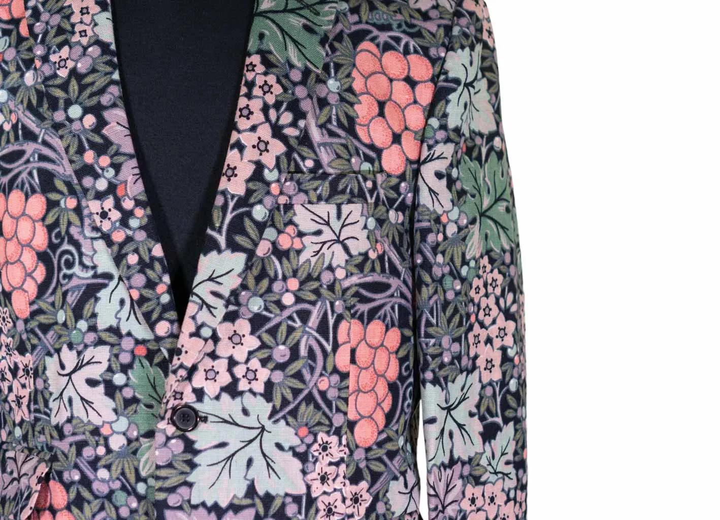 Mens Blazer Blue Pink Green Floral Cotton Summer Dress Formal 2 Button Jacket Wedding Sport Coat 42R