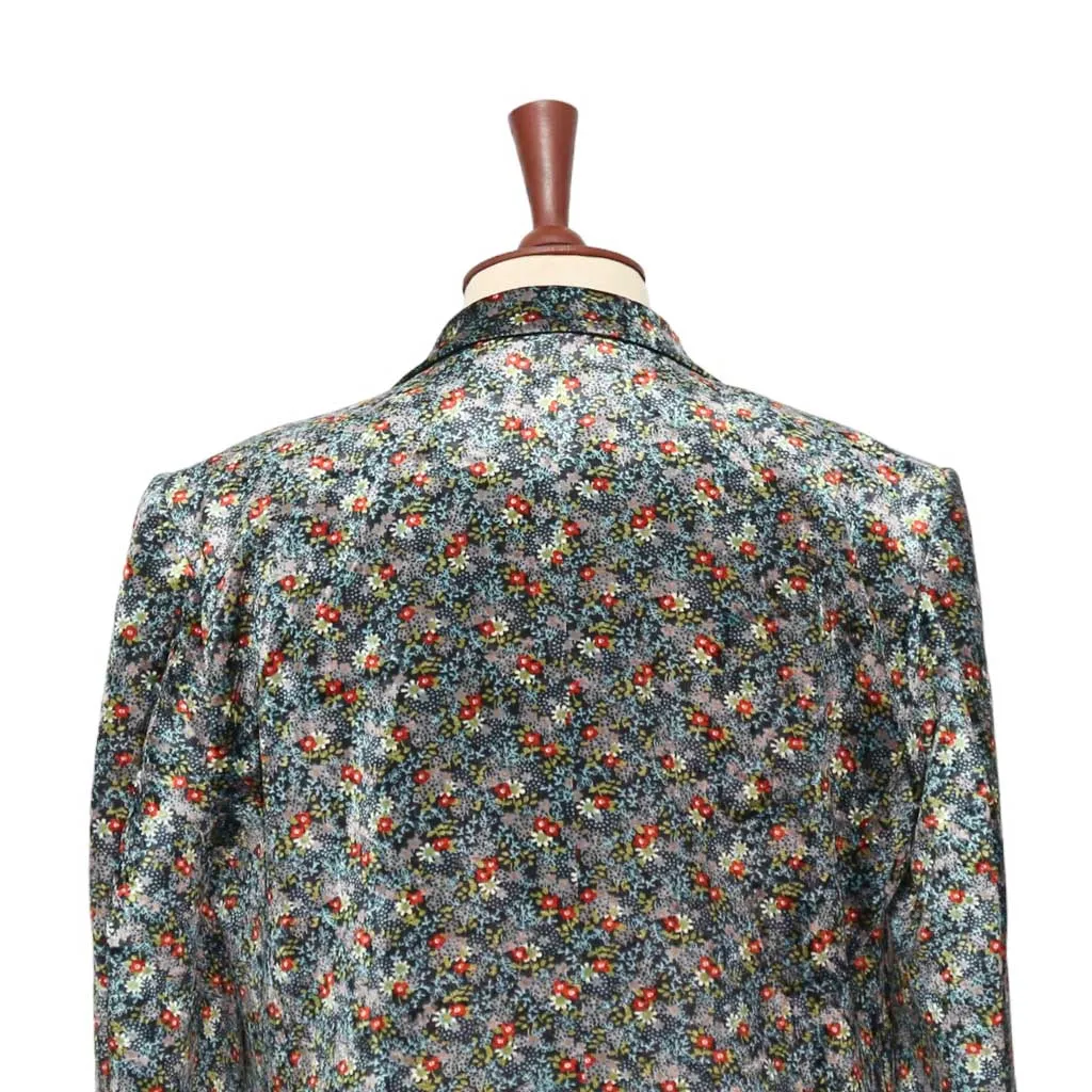 Mens Blazer Blue Purple Floral Velvet Designer Dress Formal Suit Jacket Wedding Sport Coat 42R