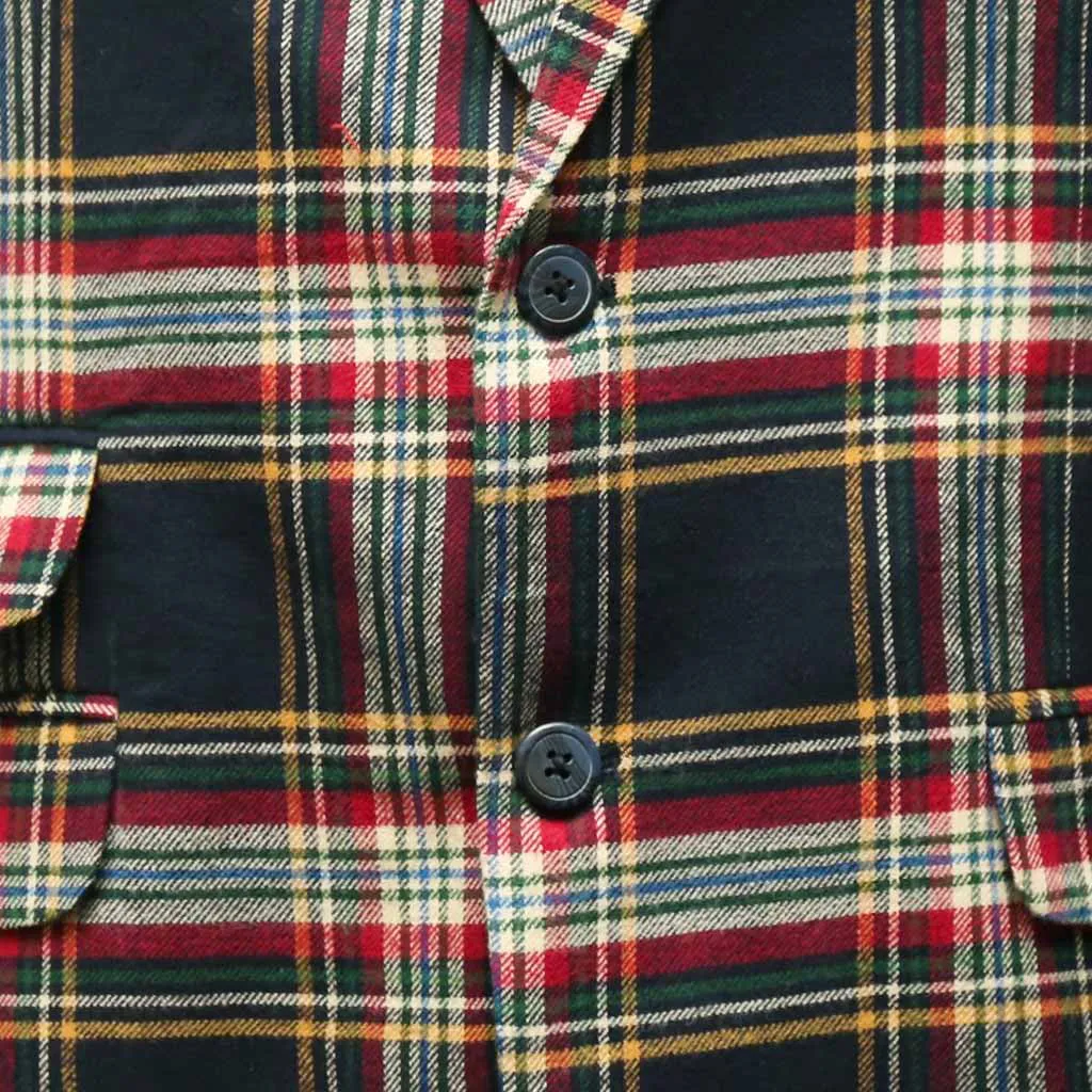 Mens Blazer Blue Red Tartan Plaid Check Wool Handmade Dress Formal Suit Jacket Wedding Sport Coat 44R