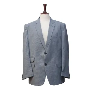 Mens Blazer Blue Striped Textured Cotton Handmade Dress Formal Suit Jacket Wedding Sport Coat 46R