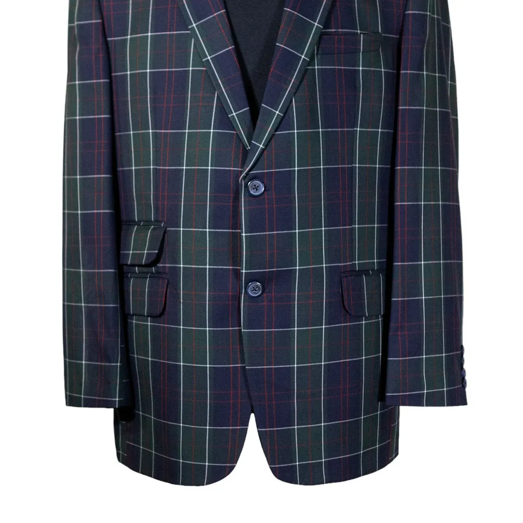 Mens Blazer Green Blue Red Tartan Plaid Wool Dress Formal Suit Jacket Wedding Sport Coat 44R