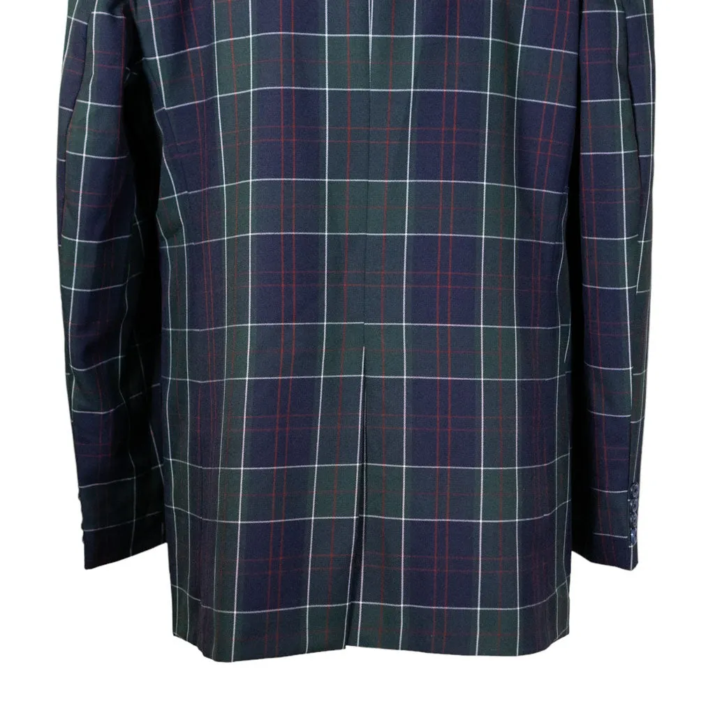 Mens Blazer Green Blue Red Tartan Plaid Wool Dress Formal Suit Jacket Wedding Sport Coat 44R