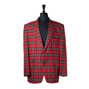 Mens Blazer Red Black Beige Plaid Check Wool Dress Formal Suit Jacket Wedding Sport Coat 46R