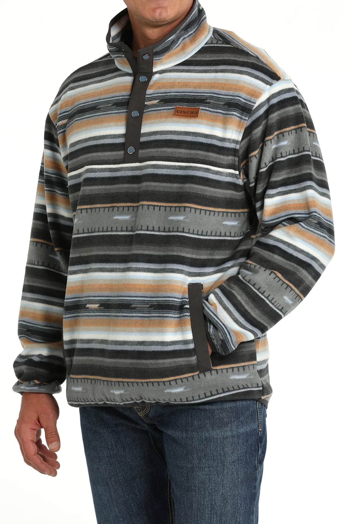 MENS CHROME PRINT 1/4 SNAP FLEECE PULLOVER