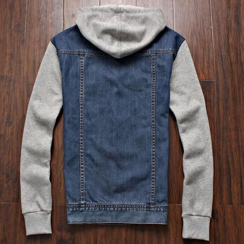 Men's Denim And Fleece Hoodie