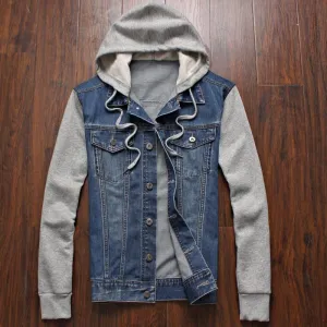 Men's Denim And Fleece Hoodie