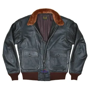 Men's G-1 55J14 Naval US Military Leather Flight Bomber Jacket