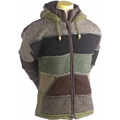 Men's Patchwork Knit Full Zip Hoodie