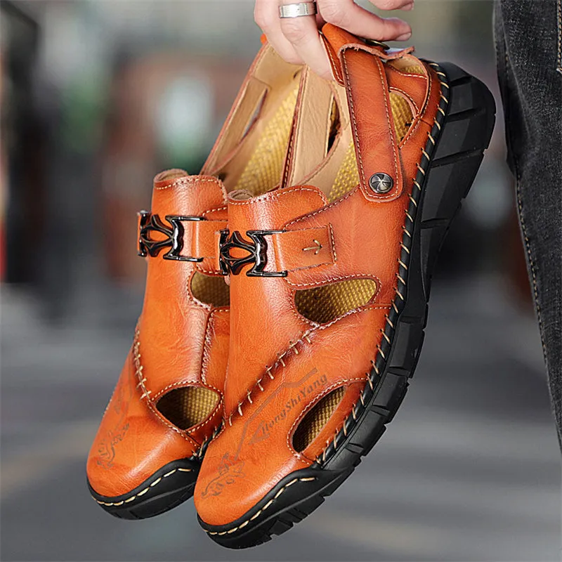 Men's Summer Breathable Handsewn Soft Cow Leather Sandals