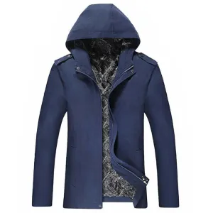 Men's Turn Down Hooded Jacket Up To 3XL