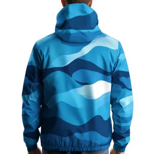 Mens Windbreaker Jackets Blue Lightweight Outdoor Casual Rain Protection Waterproof Nylon Hooded Windbreaker Jackets