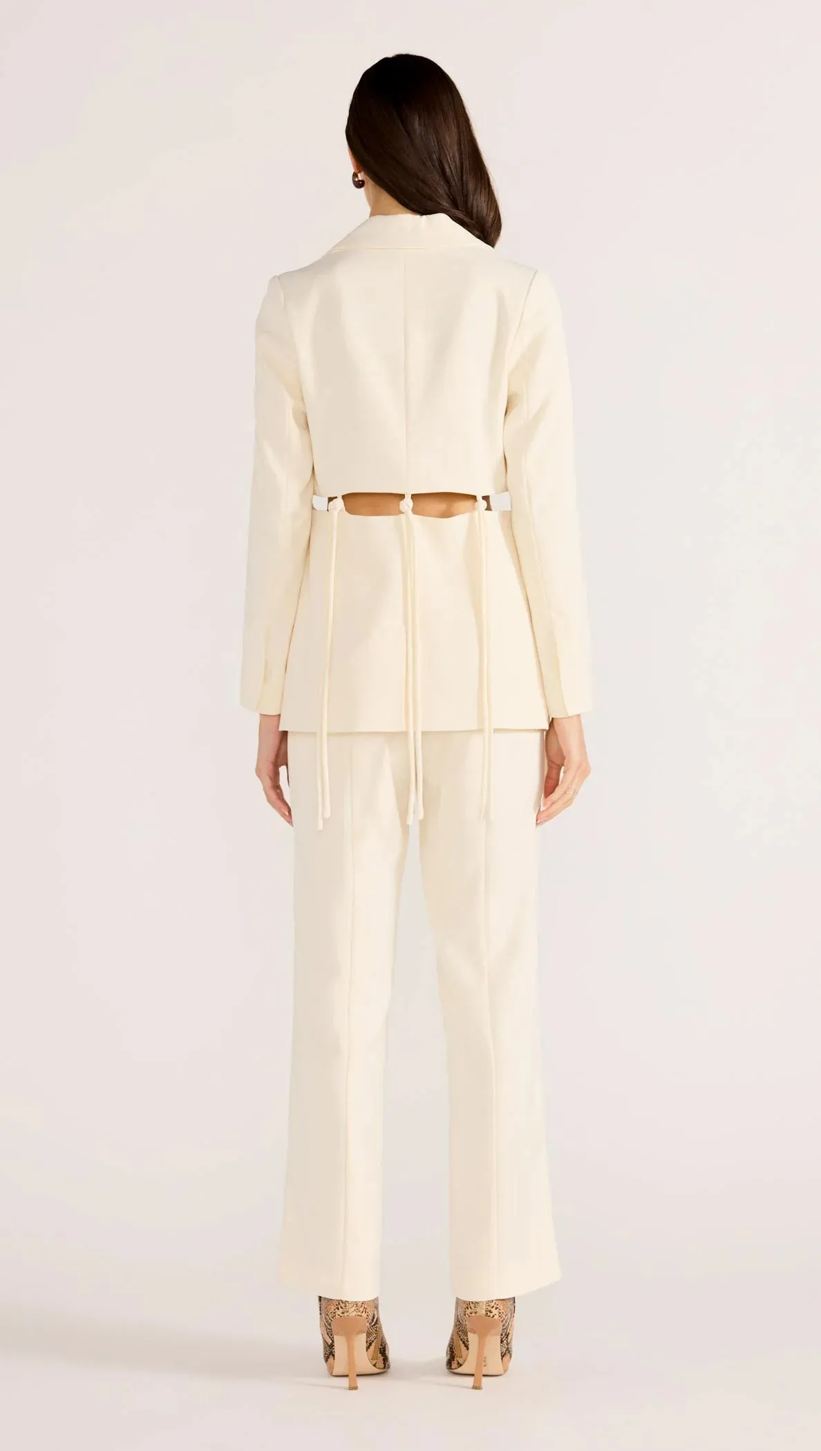MINK PINK Maeve Tie Blazer Ecru